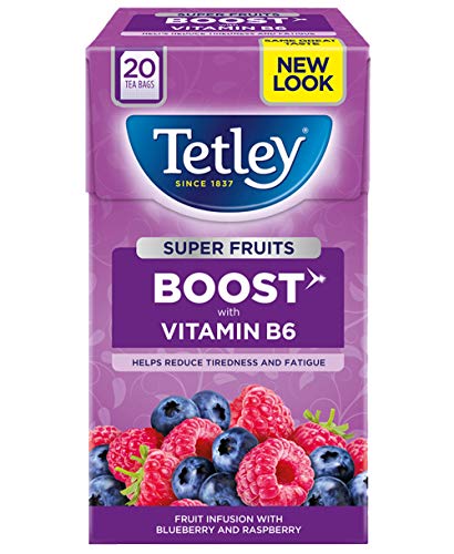 Tetley Té de Frutas Impulso - 4 Pack X 20 Bolsitas de Té Arándano/Frambuesa