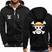 QaQhk Hommes Sweat À Capuche Veste Avec Fermeture Éclair Complète Printemps et Automne Épais Manteaux Chauds Manteaux Casual Plus La Taille Anime One Piece Luffy Uniforme De Baseball,Noir,L