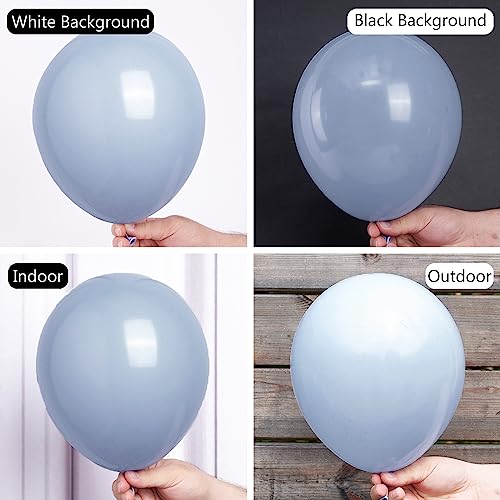 Image of PartyWoo Dusty Blue Balloons 50pcs Boho Dusty Purple Muted Lavender Color | 12 Inch Balloons for Boy Anniversary Bachelorette Graduation Engagement Birthday Boy Baby Party Decorations Blue-F16
