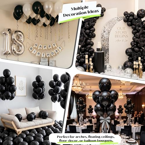 Image of Togvu Black Balloons 50Pack 12 Inch Black Latex Party Balloons for Birthday Party Graduation Halloween Wedding Bachelorette New Year Decorations