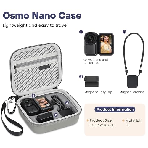 Image of Osmo Nano Case, Protective Carrying Case for DJI Osmo Nano Accessories, Portable PU Leather Storage Bag for Travel Outdoor Vlogging