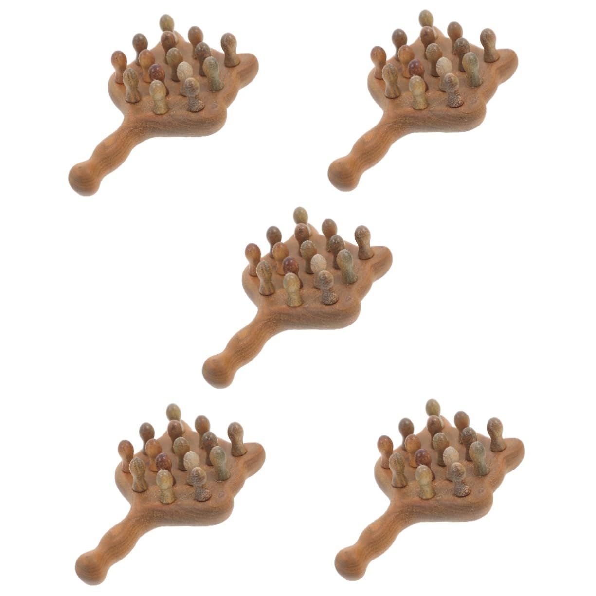 Healvian 5piezas Peine De Masaje De Madera Ergonómico Para Cabelludo Herramienta De Masaje Versátil Para Uso Familiar Aire Diseño Seguro y Cómodo