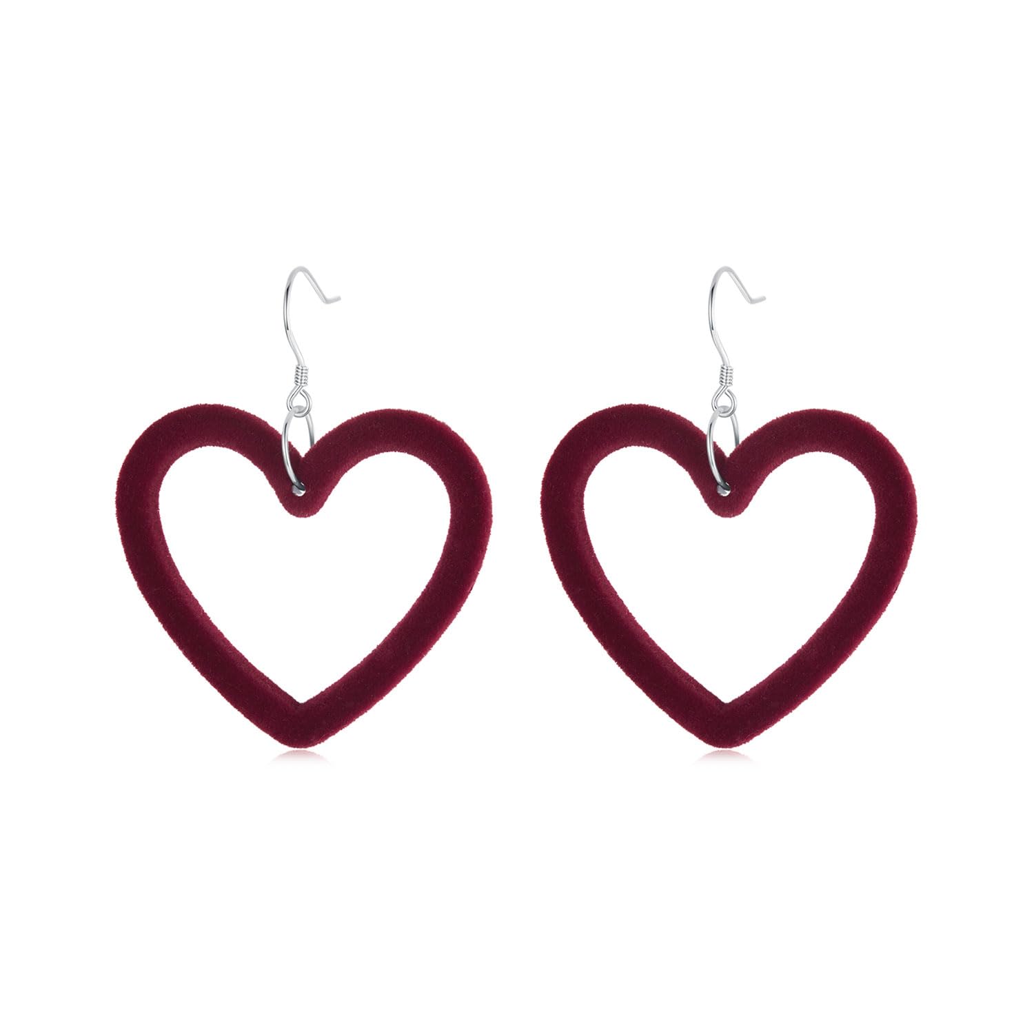 YCTTKDD Sterlingsilber-Herz-Ohrstecker mit baumelnden Haken, Schmuck für Damen