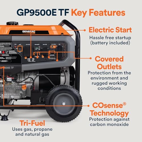 Generac 12,500 Starting Watt Tri-Fuel Portable Generator, Electric Start - image 8