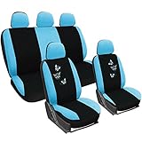 Modell: 11 teillig Sitzbezüge für Auto, aus pflegeleichtem, strapazierfähigem Polyster, mit Schmetterling Stickerei Design