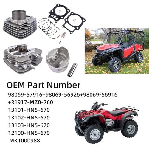 Image of Cylinder Head Piston Gasket Kit 13101-HN5-670 MK1000988 Replacement for Honda FourTrax Rancher 350 ES 2X4 2000-2006 13103-HN5-670 12100-HN5-670 GELUOXI