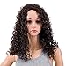 SWACC 20-Inch Long Big Bouffant Curly Wigs for Women Synthetic Heat Resistant Fiber Hair Pieces with Wig Cap (Dark Brown-4#)