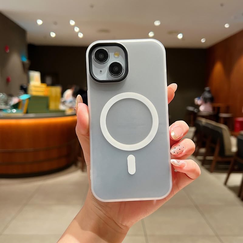 Image of LuxuryKase Magnetic Silicone Candy Case for iPhone 14 | MagSafe Compatible | Slim Protective Case | Lightweight & Flexible | Wireless Charging | Soft Matte Finish - Black