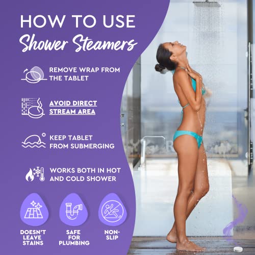 Cleverfy Shower Steamers Aromatherapy - Pack Of 12 Shower Bombs With Essential Oils. Self Care And Relaxation Birthday Gifts For Women And Men. Purple Set #TOP5