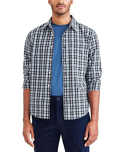 Dockers Men's Regular Fit Long Sleeve Casual Shirt (Standard and Big & Tall), Mountain Creek Blue Plaid, 2X-Large - image 1