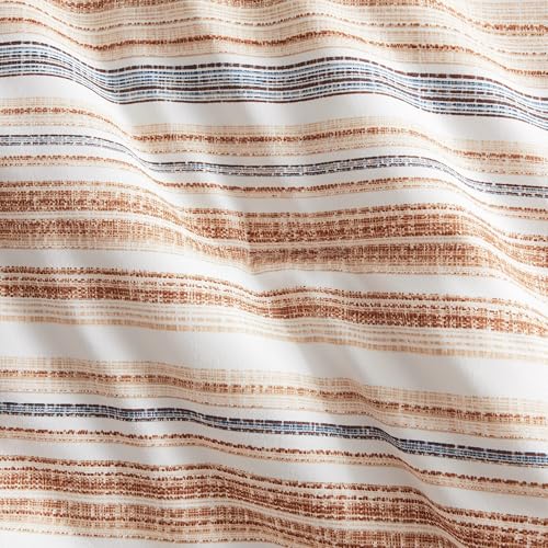 Image of Modern Threads 5-Piece Printed Comforter Set Monty - Blue & Tan Stripe Bedding with Decorative Pillows & Shams, Soft All Season Bed Set, Queen