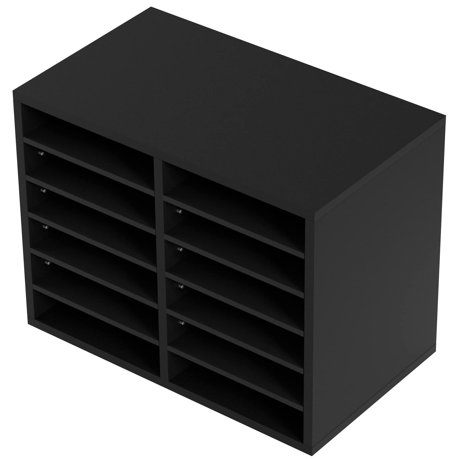 VEVOR Organizador de Literatura de madera Aglomerado Estante de Almacenamiento de Documentos de 12 Compartimentos 52x30,5x41 cm Clasificador de Literatura con Estantes Ajustables para Oficina, Negro