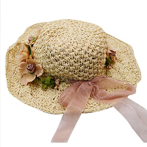 Sombrero de paja para mujer plegable con ala ancha miniatura 3