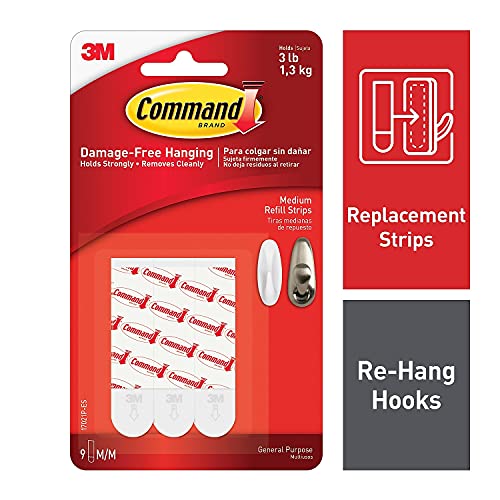 Image of Command Strips 17021P Medium CommandTM Mounting Strips 9 Count