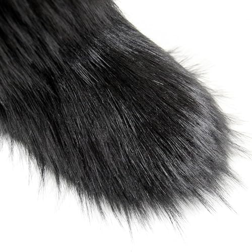 QMFUR Women's Furry Faux Fur Boot Fluffy Knee High Snow Boots Round Toe Suede Winter Comfy Plush Warm Outdoor Indoor Flat Shoes Fashion Boots4