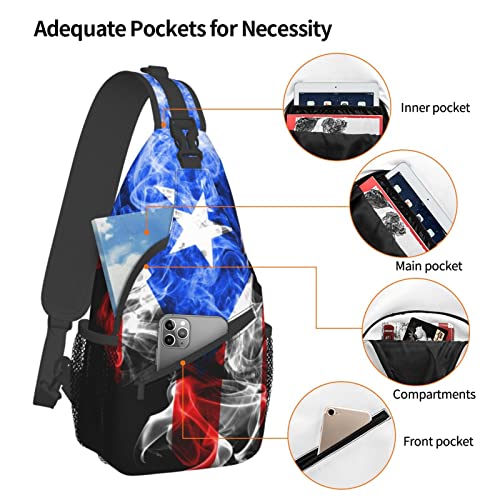 GTEVUTS Puerto Rico Flag Crossbody Bags for Women Men,Vintage Casual Sling Bag Chest Bag Abstract Shoulder Bag Travel Hiking Cycling Gym Sport Daypack Adult Backpack3