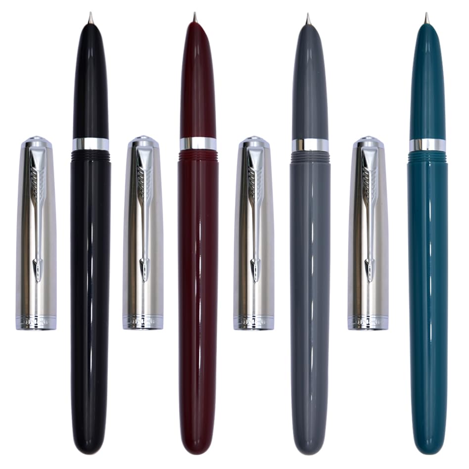 Ranvi Jinhao 86 Fountain Pen of 4 Pack, Extra Fine Nib with Ink Converter (Red, Gray, Black, Green)