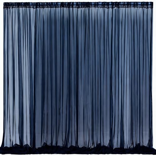 Cortinas Fondo de Tul Azul Navy 10x10ft 2 Paneles miniatura 1
