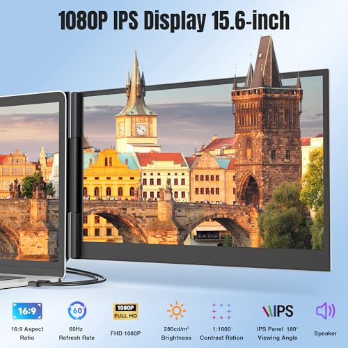 Image of KEFEYA Laptop Screen Extender 15.6 inch, FHD 1080P Portable Triple Monitor for Laptops 13-17.3 inch, 0.16 inch Ultra-Thin Dual Laptop Monitor Extender for Windows /Mac /Dex /Chrome /Surface, Plug n Play