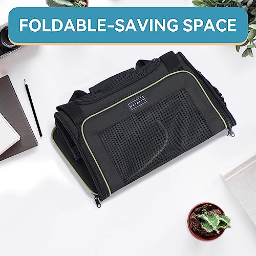 Image of PETSFIT Pet Carrier Airline Approved with Extendable Mat, Dog Carriers for Small Dogs, TSA Approved Pet Carrier, Puppy Carrier for Small and Medium Cats Under 12 Lbs, Black