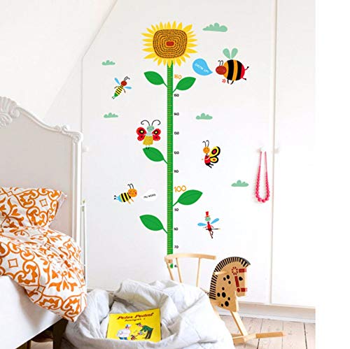 Zxfcczxf  Sonnenblume Höhe Aufkleber Insekt Familie Marienkäfer Schmetterling Kinder Schlafzimmer Kind Schlafzimmer Wachstum Höhe Messung Wandaufkleber 40 * 70Cm