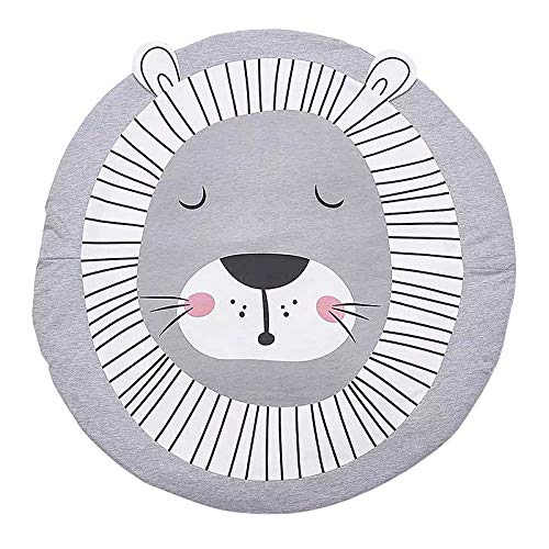 Jycra Tapis rond en coton pour chambre à coucher, salon et chambre d'enfant, Coton, lion, Diameter 90CM