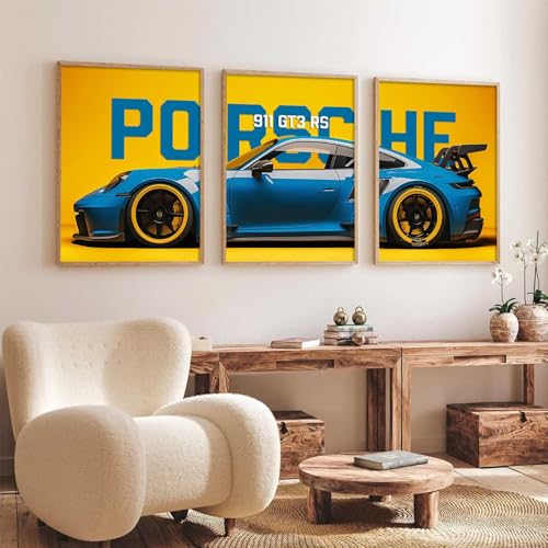 Image of kotart Big Sports Cars Framed Posters Gift Items for Boys Room Wall Decoration Bedroom Living Room Office Studio Decor | Car Poster Frame for Wall Decor Set Of 3 Size (10 X 13 inch)