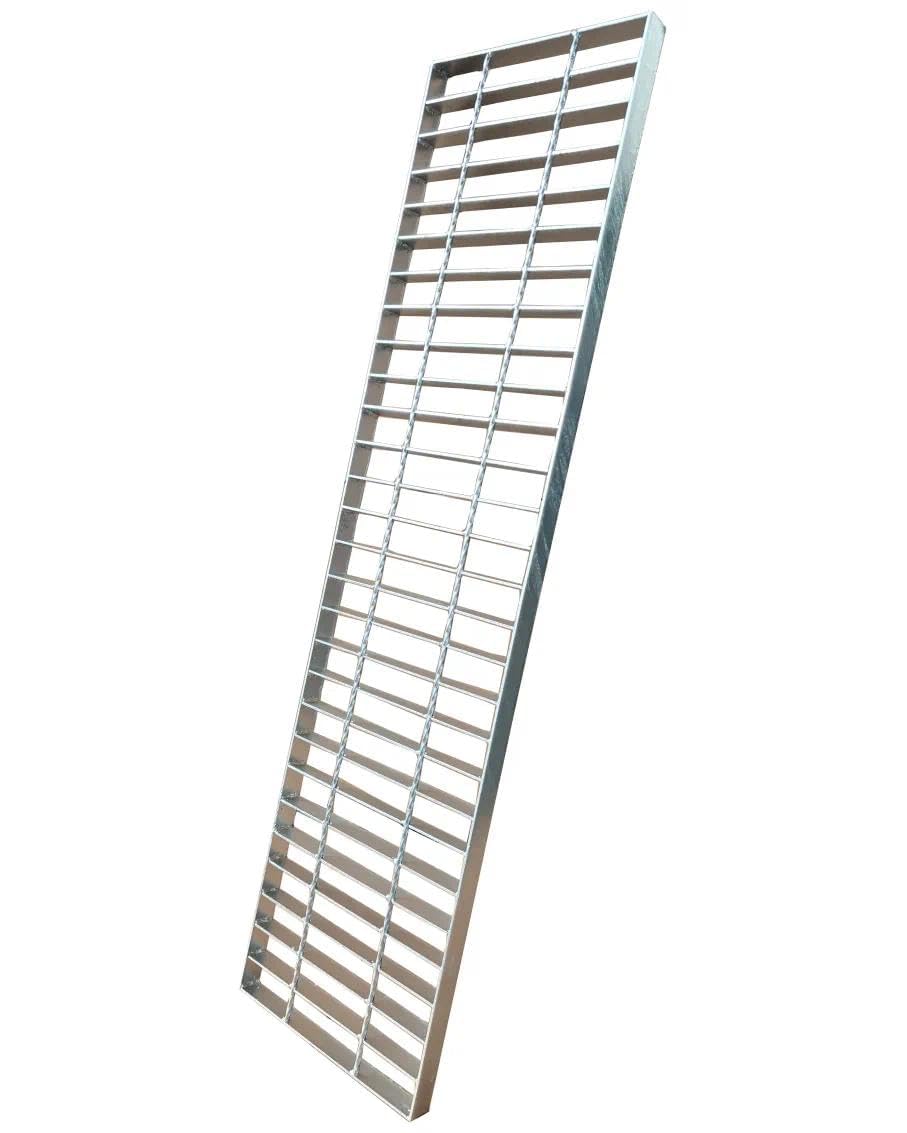 Abflussgitter aus verzinktem Stahl, 101,6 x 25,4 cm, B-Klasse 12745,9 kg, robuste Einfahrtskanalabdeckung, Outdoor-Grabenablaufgitter, silberne, rechteckige Metallabwasserabdeckung für Garage