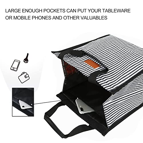 Lunch Bags for Women Insulated Reusable Lunch Tote with Internal Pocket, Lunch Tote bag for Work (Stripe) by Femuar - Image 6