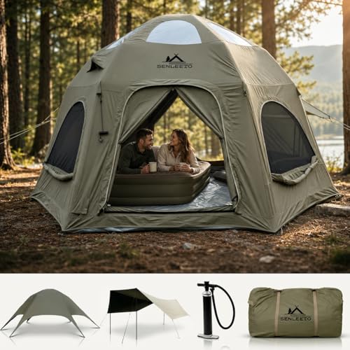 SENLEETO Inflatable Tents for Camping 6-8 People...