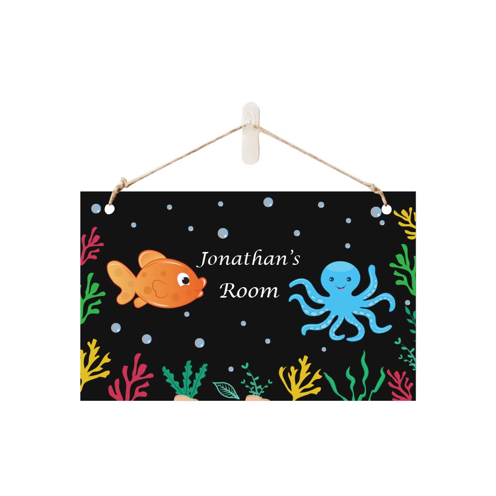 GiftsOnline4U Personalised Door Sign for Boys Bedroom Plaque Wall Hanging Fish Aquarium Room