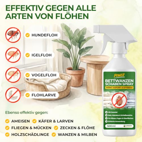 GREEN GUARDIA Flohspray für Hunde – Sofortschutz gegen Flöhe, 500 ml