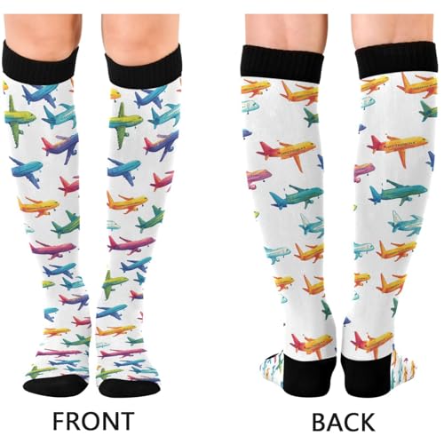 Image of Pigsaly Womens Compression Socks Yellow Stars Funny Brown Capybara Knee High Socks Athletic Tube Sock Outdoor Sport Socks