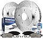 Detroit Axle - 258mm Pair (2) Front Drilled and Slotted Disc Brake Kit Rotors w/Ceramic Pads w/Hardware & Brake Kit Cleaner & Fluid for 2011 2012 2013 2014 2015-2019 Ford Fiesta NO ST