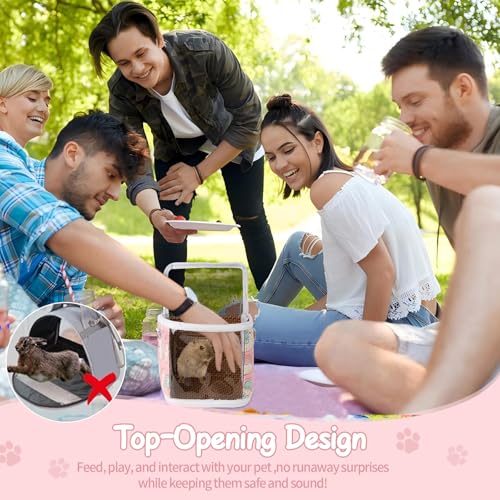 guinea pig carrier bag with water bottletravel portable small animal carrier sling pouch clear window carrier backpack for hamster bunny gerbil hedgehog sugar glider lizard birdpink