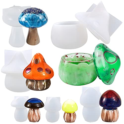 FineGood Lot de 6 moules en résine en forme de champignon pour résine époxy pour décoration de la maison