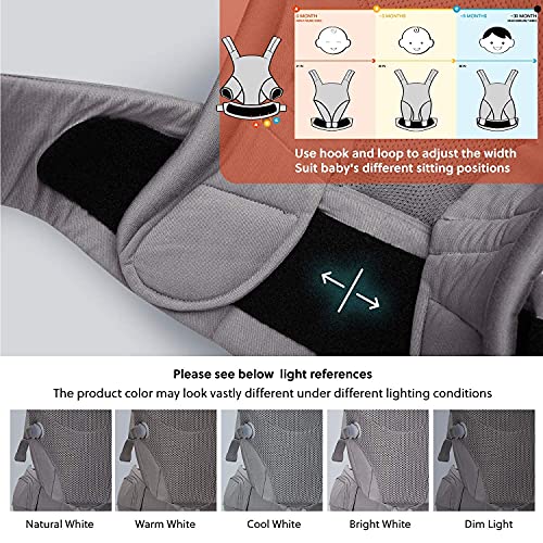 Bbpark Mesh Baby Carrier Newborn to Toddler, Facing-in and Facing-Out Front and Back Holder Kangaroo Carrier for Infant Grey