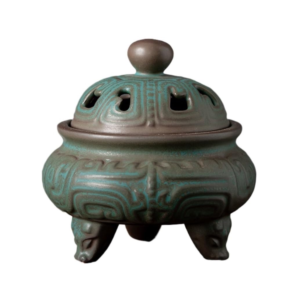 Basxdrfxz A Incense Holder Base Ceramic Three-Legged Incense Burner, Ntique Offering Romatherapy, Chinese Plate, Study Desk Decoration