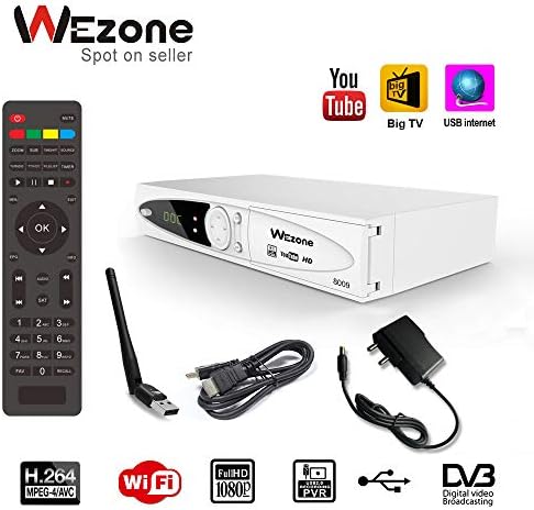 DVB-S2 Satellite TV Receiver 8009 Set Top Box HD H264 Support PVR and Playback via USB, Support Internet from Mobile, 2 USB Ports, FTA Channels
