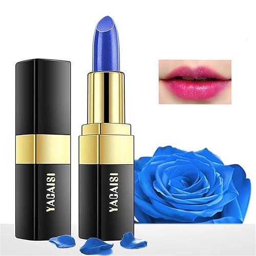 Go Ho Lápiz labial Blue Magic, lápiz labial que cambia de color, brillo labial brillante, lápiz labial rosa, brillo labial hidratante de larga