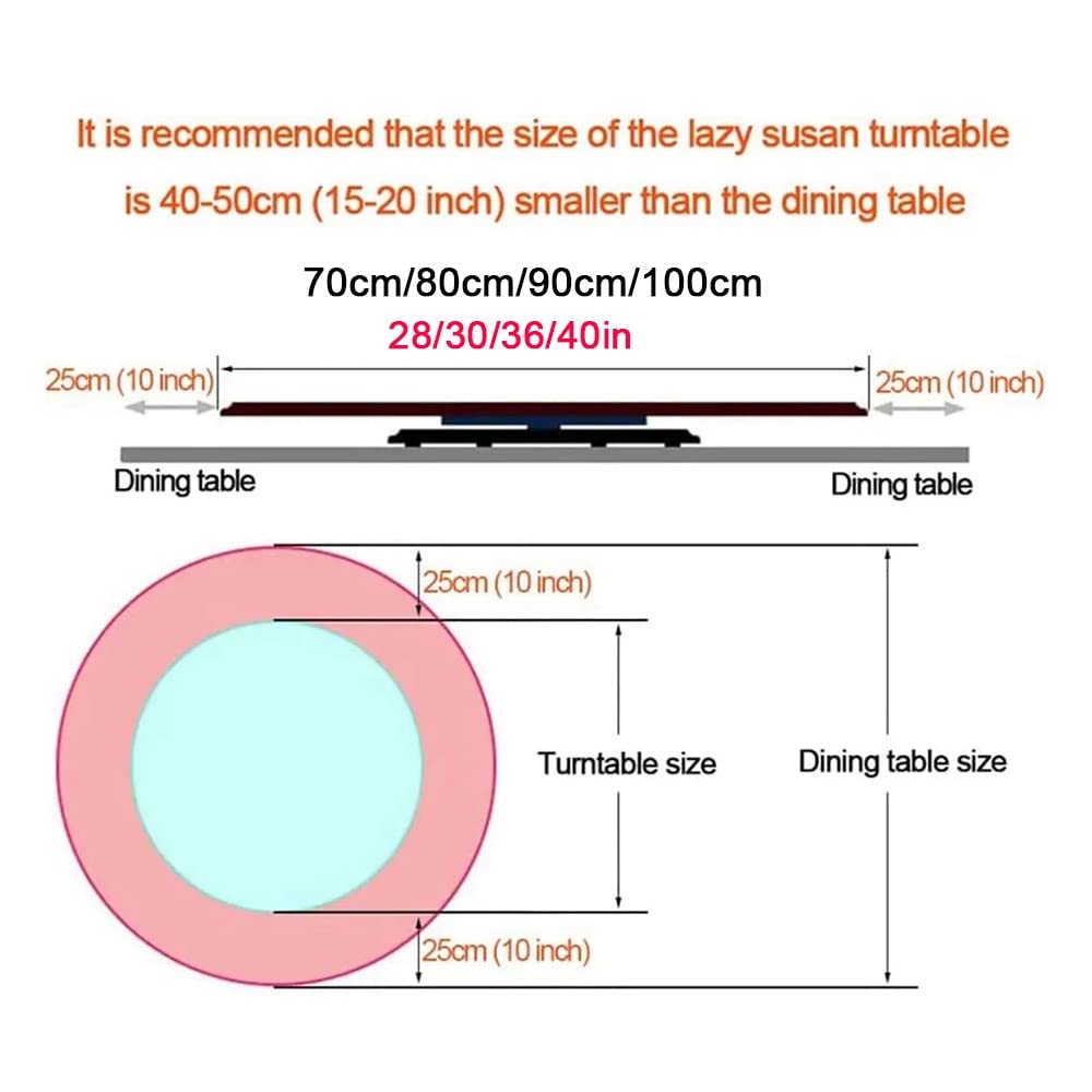 Plateau Tournant Rotatif 100cm, Plateau De Service Rond en Verre Trempé, Lazy Susan Table À Manger Transparent De Service Hôtel/Cuisine (Size : 100cm/40inch)