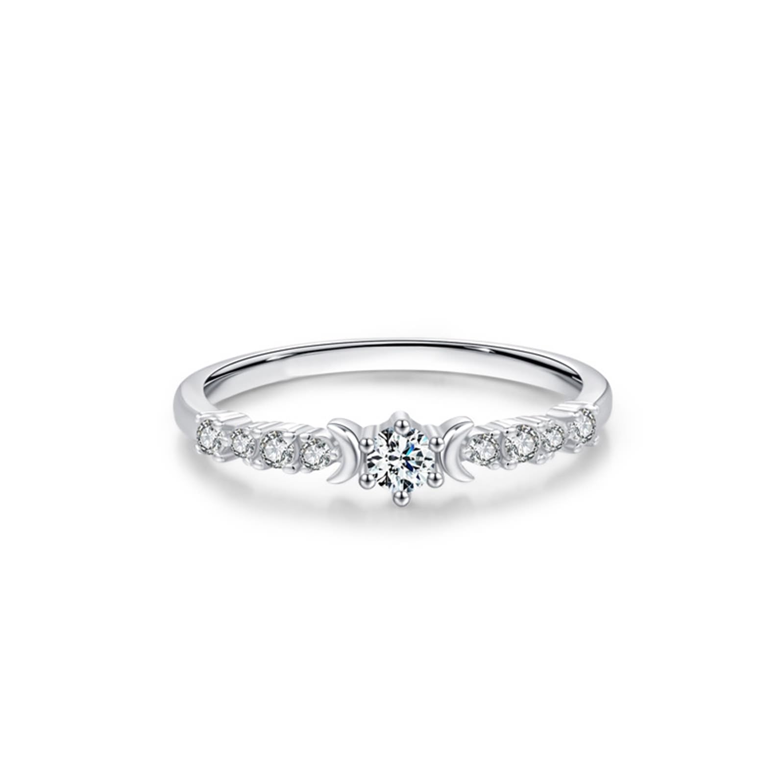Białe złoto Au 375/585/750 Obrączki ślubne z prawdziwym księżycem, z moissanitem, 9K/14K/18K białe złoto, rozm. 47-65