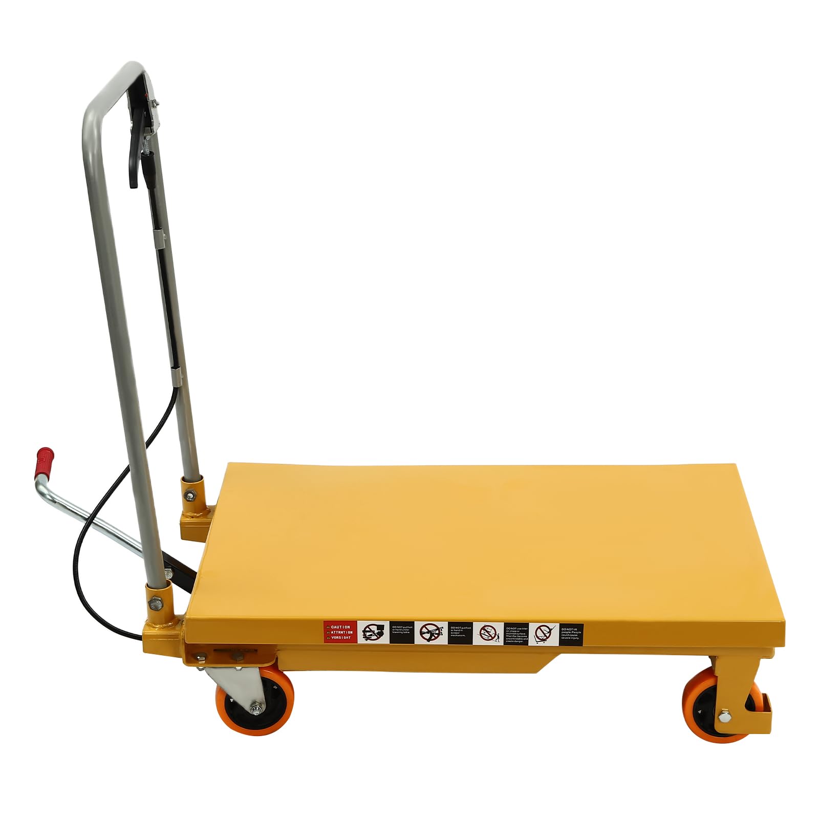 MOQNISE Hydraulic Scissor Lift Table 500LBS Hydraulic Lift Table Cart with Wheels, Steel Single Scissor Lift Table Lift Cart Hydraulic Lift Table for Material Handling and Transportation