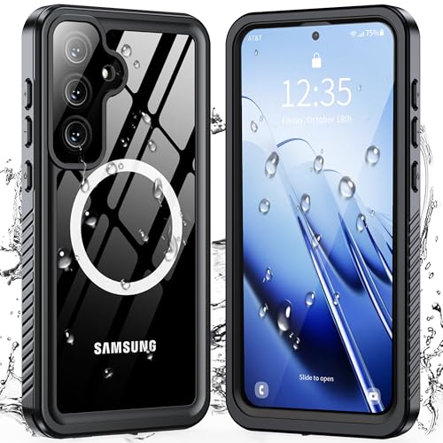 ANTSHARE Magnetic for Samsung Galaxy S25 FE Case, Waterproof with Built in Screen Protector & Camera Protection, [Compatible with MagSafe] [IP68 Underwater], Full Body Rugged Phone Case 6.7'' - Black