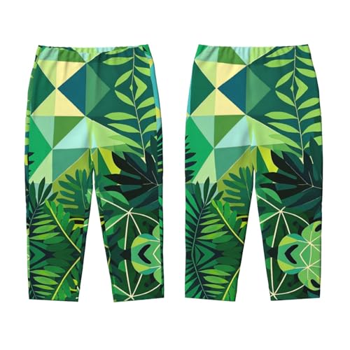 Pajama Pants Pajama Bottoms with Elastic Waistband Sleepwear Lounge Pants, Palm Leaves Geometric Background3
