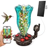 LUJII Smart Hummingbird Feeder with Camera for Outdoor Hanging, Hand Blown Glass, Solar WiFi Feeder...