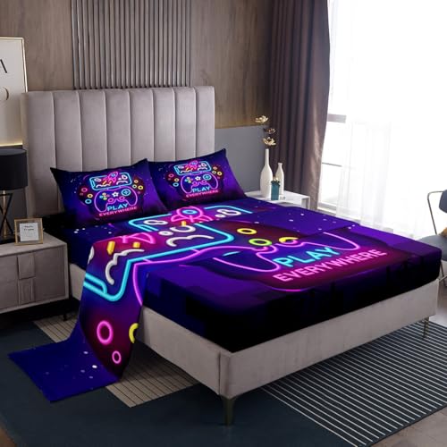 Erosebridal Gamer Bed Sheets Full Gaming Sheet Set for Kids