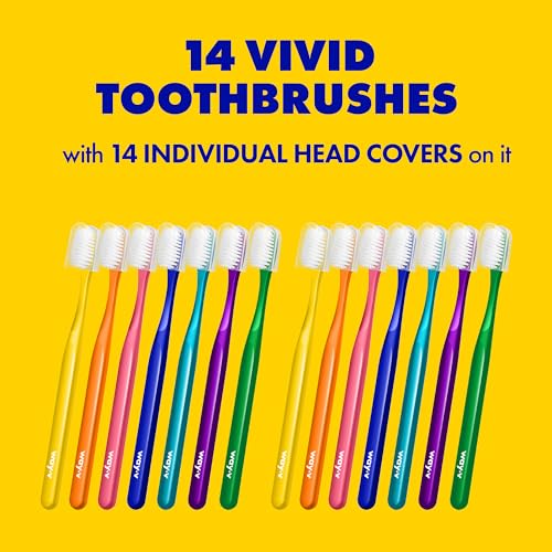 Image of WAY.V Extra Soft Toothbrush Refill for Adults Sensitive Gums and Teeth with Individual Head Covers, 14 Pcs Manual Toothbrushes - Family and Guests - Pink (14 Counts, Soft Bristle)