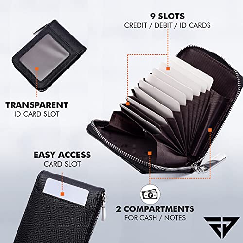 Fur-Jaden-PU-Leather-9-Slot-Vertical-Credit-Debit-Card-Holder-Money-Wallet-Zipper-Coin-Purse-for-Men-Women-Black Fur Jaden PU Leather 9 Slot Vertical Credit Debit Card Holder Money Wallet Zipper Coin Purse for Men Women (Black)