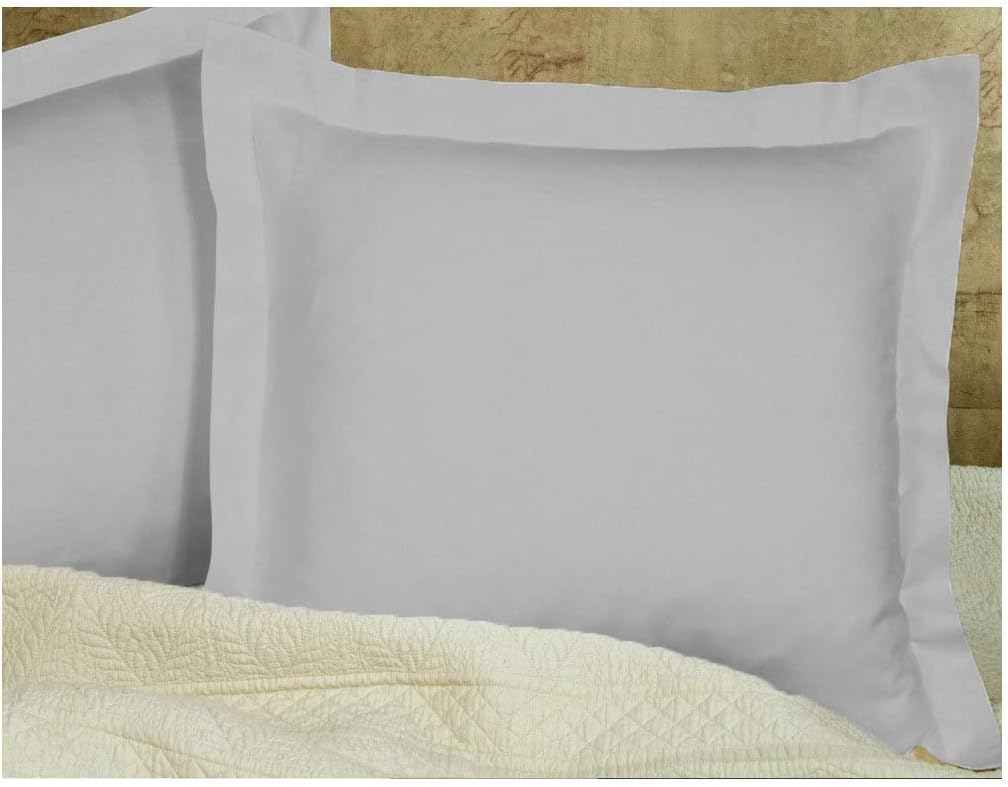 Euro European Ivory Pillow Shams Set of 2 - Luxury 600 Thread Count Cushion Cover, European Square Decorative Tailored Poplin Pillow Cover 100% Egyptian Cotton (2 Pack, Euro 24x24)